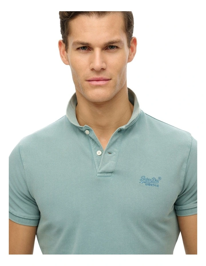 Vintage Destroy Polo Shirt in Tourmaline Blue image 3