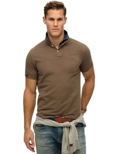 Vintage Destroy Polo Shirt in Morel Brown