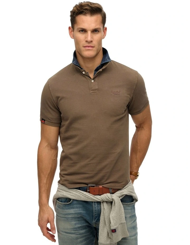 Vintage Destroy Polo Shirt in Morel Brown image 1