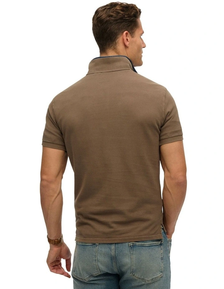 Vintage Destroy Polo Shirt in Morel Brown image 2