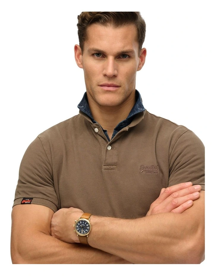 Vintage Destroy Polo Shirt in Morel Brown image 3