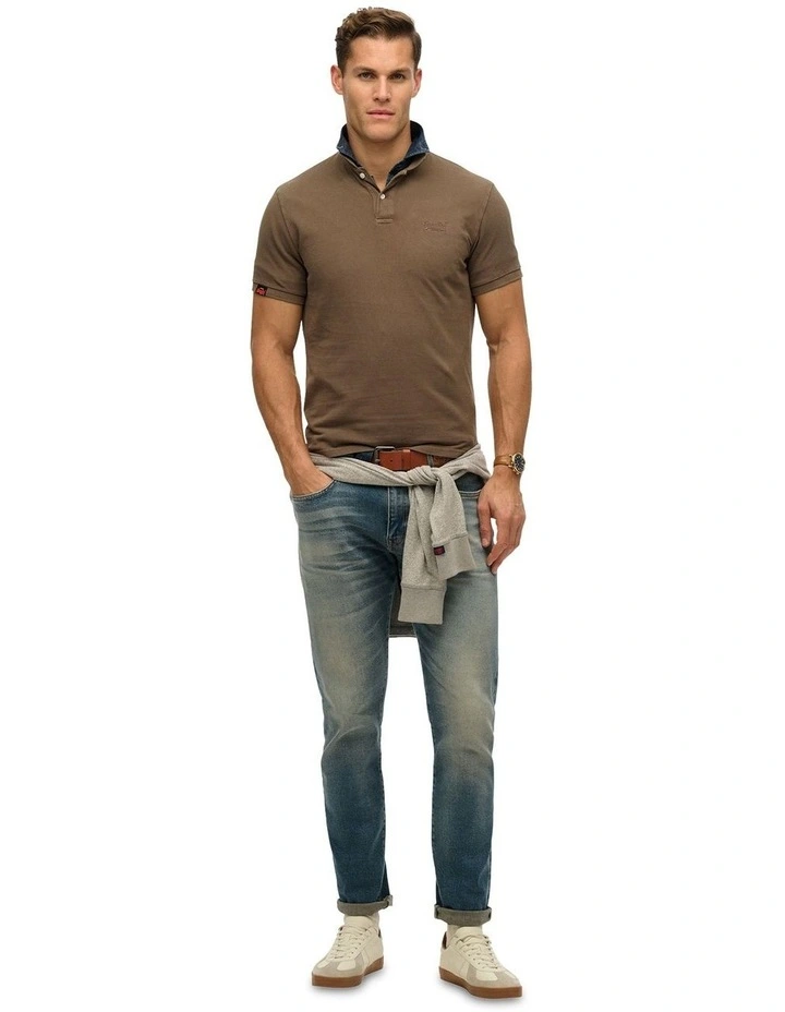 Vintage Destroy Polo Shirt in Morel Brown image 5