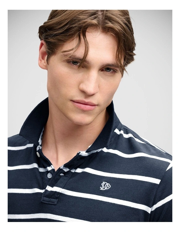 Vintage Stripe Jersey Polo in Navy Stripe image 3