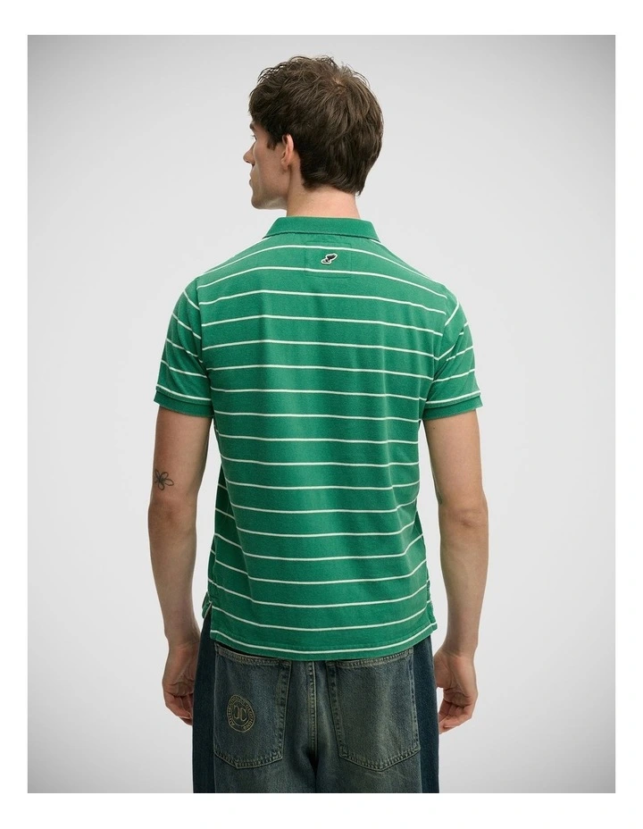 Vintage Stripe Jersey Polo in Green Stripe image 2