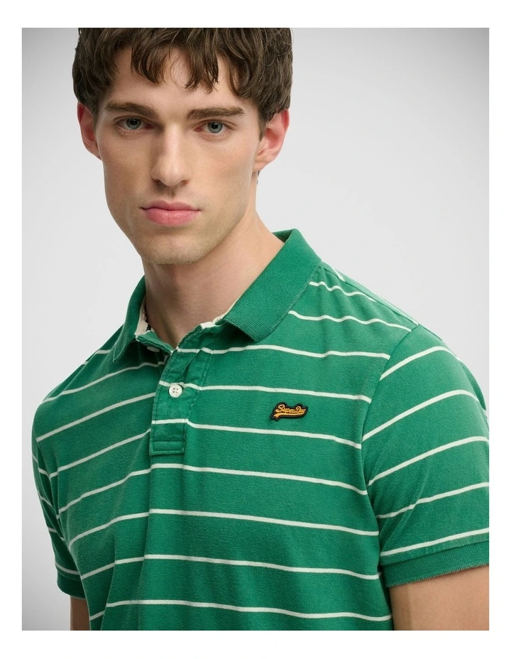 Vintage Stripe Jersey Polo in Green Stripe image 3