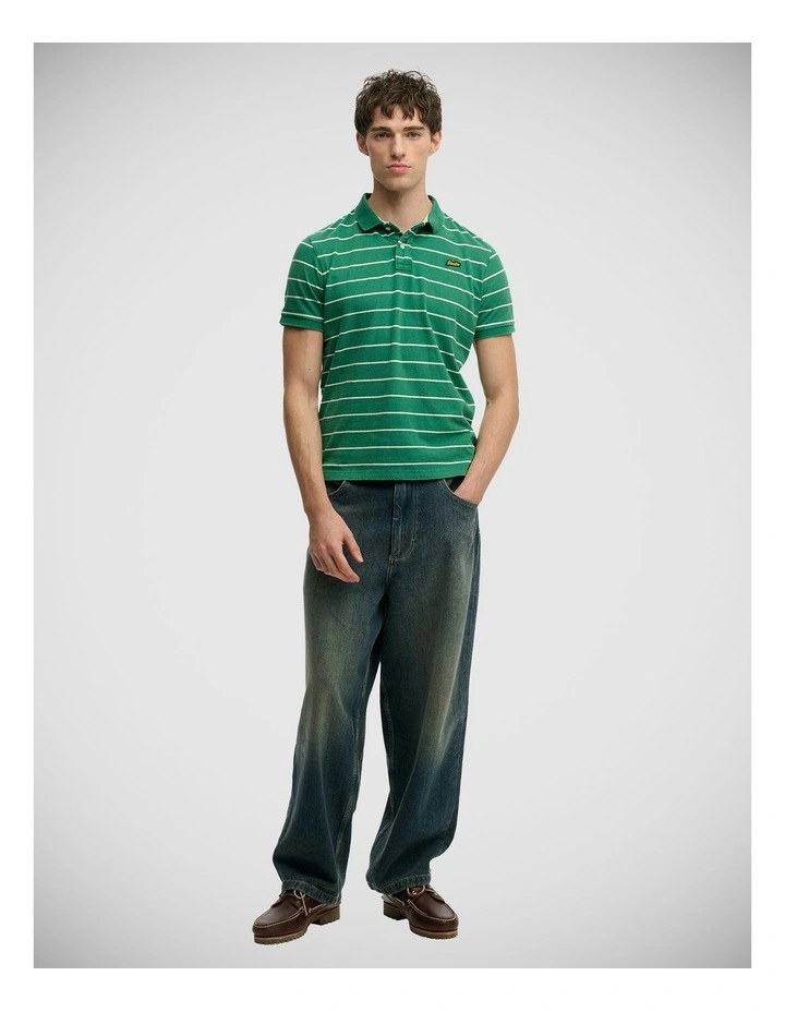 Vintage Stripe Jersey Polo in Green Stripe image 5