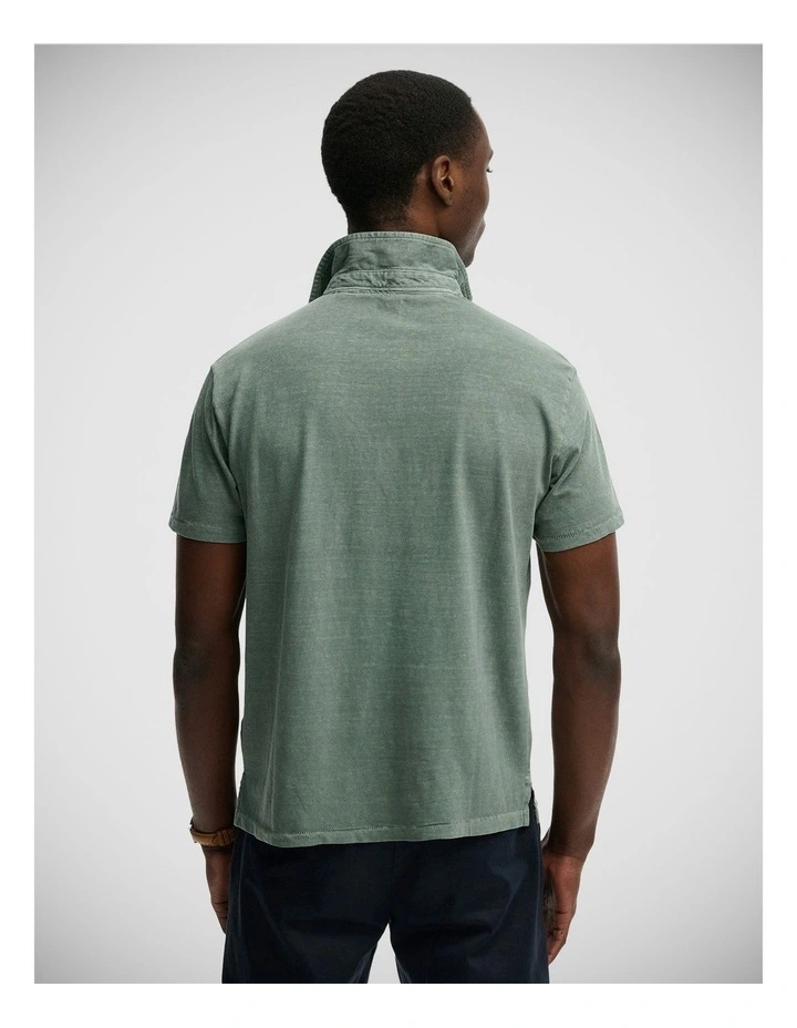 Cotton Linen Polo in Olive Branch Green image 2