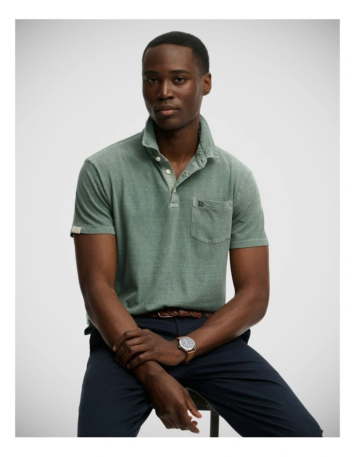 Cotton Linen Polo in Olive Branch Green image 4