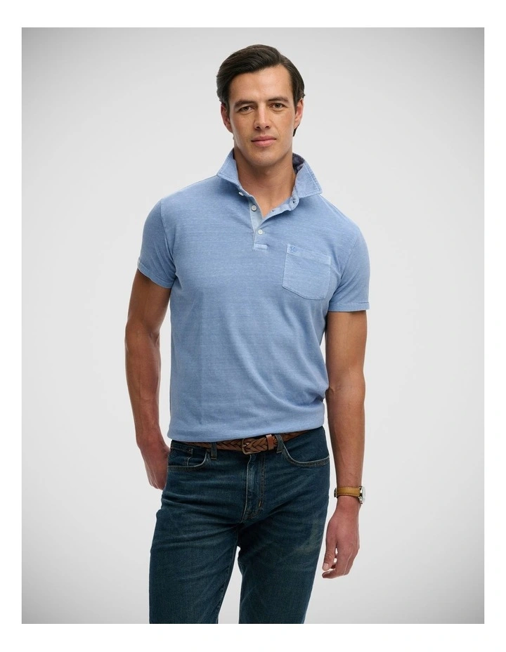 Cotton Linen Polo in Vibrant Blue image 1