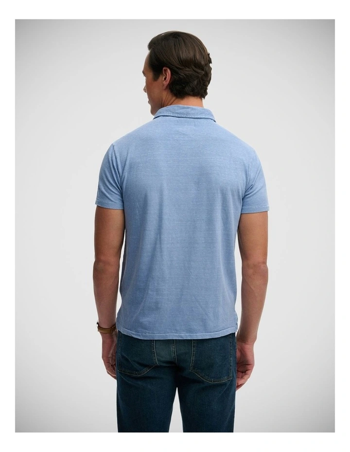 Cotton Linen Polo in Vibrant Blue image 2
