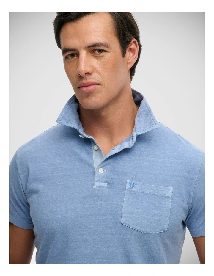 Cotton Linen Polo in Vibrant Blue image 3