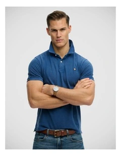 Vintage Destroy Polo in Bay Blue