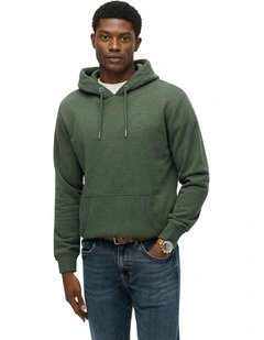 Essential Logo Hoodie in Deep Forest Green Marl