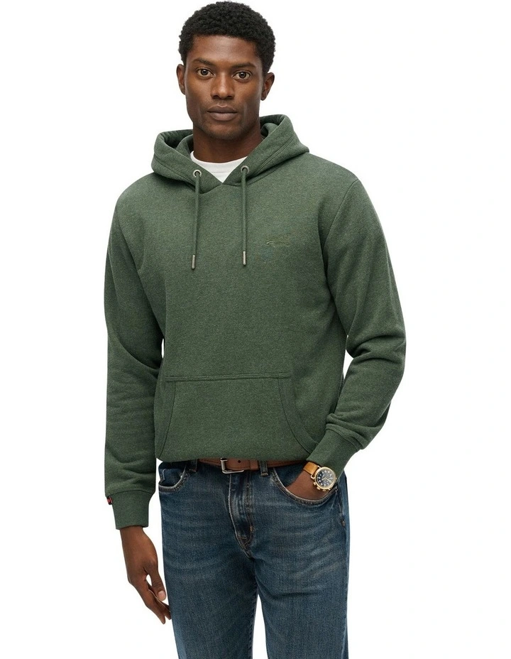 Essential Logo Hoodie in Deep Forest Green Marl image 1