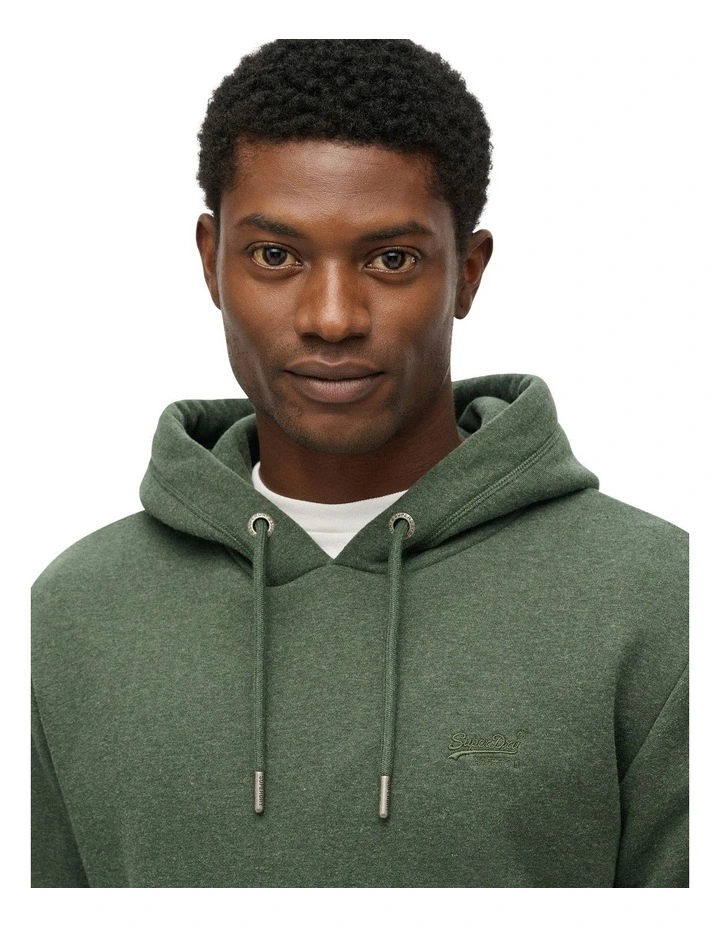 Essential Logo Hoodie in Deep Forest Green Marl image 3