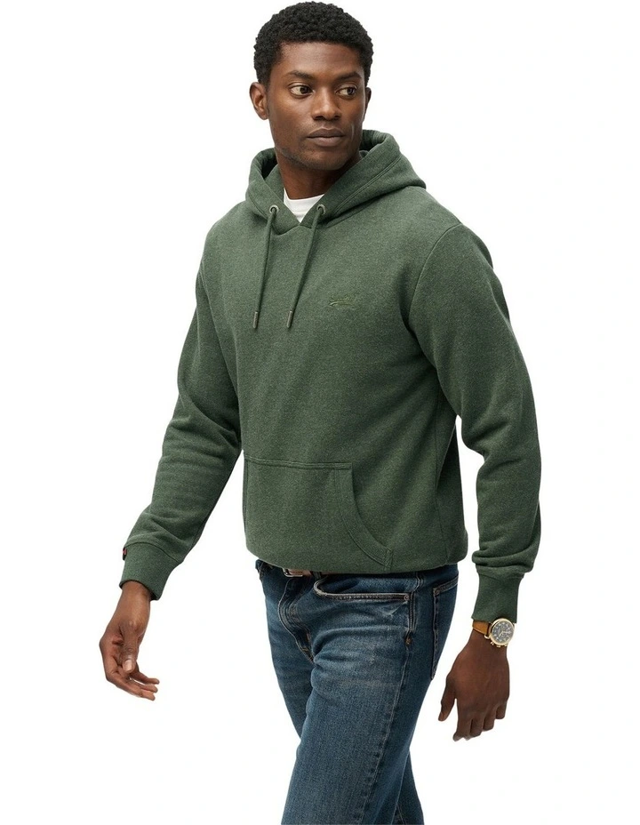 Essential Logo Hoodie in Deep Forest Green Marl image 4