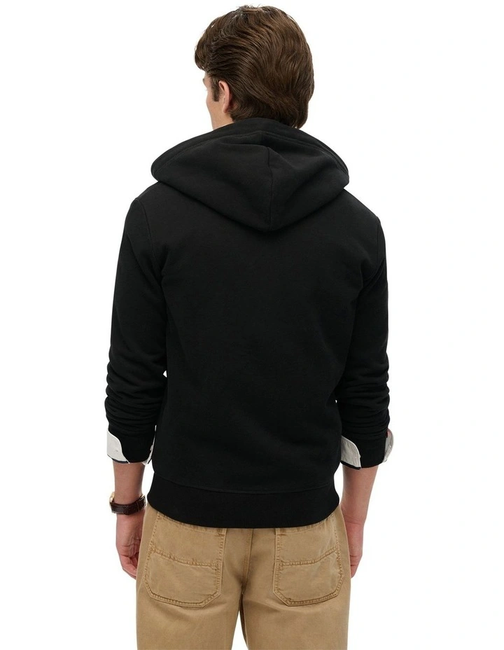 Essential Logo Zip Hoodie in Black image 2