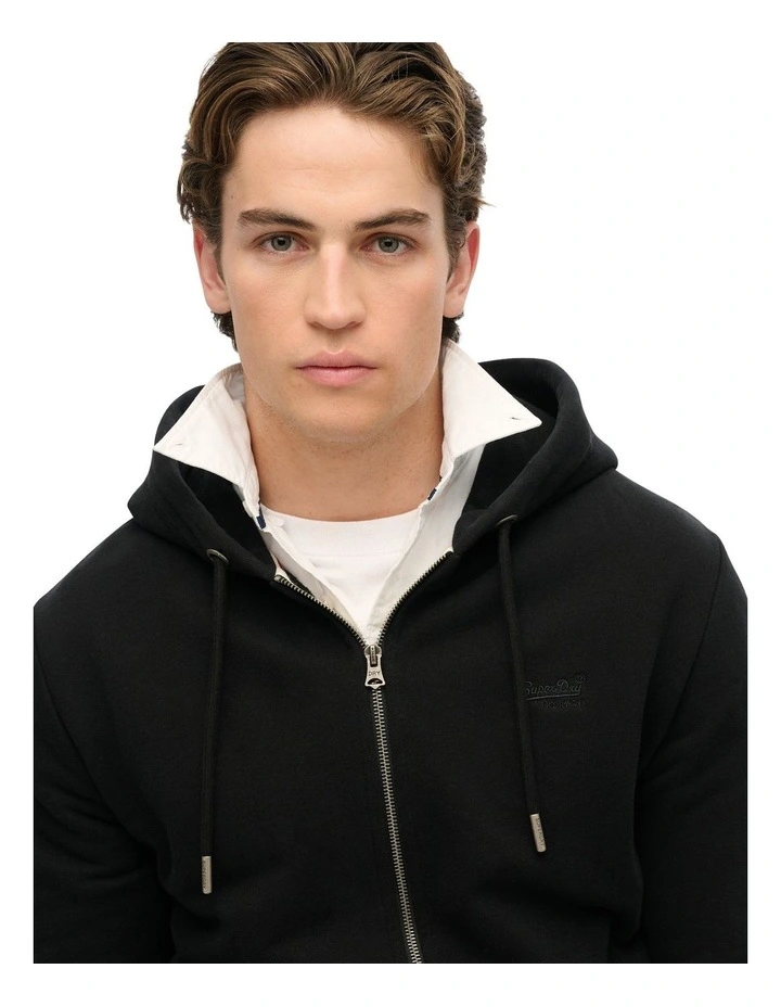 Essential Logo Zip Hoodie in Black image 3