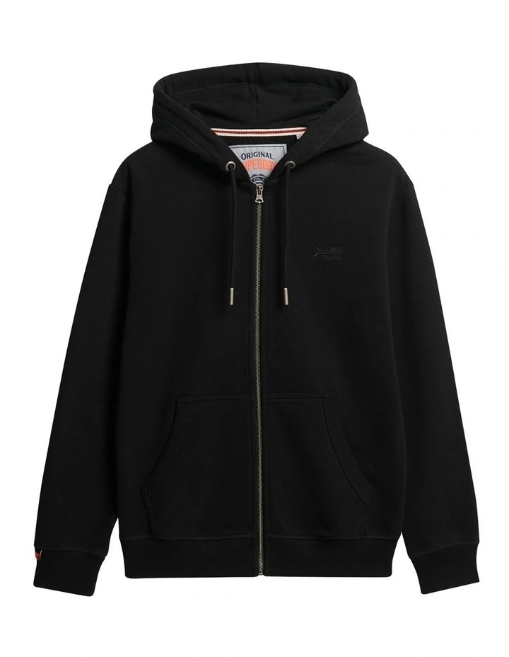 Essential Logo Zip Hoodie in Black image 7