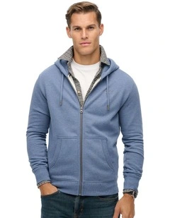 Essential Logo Zip Hoodie in Jeans Blue Marl