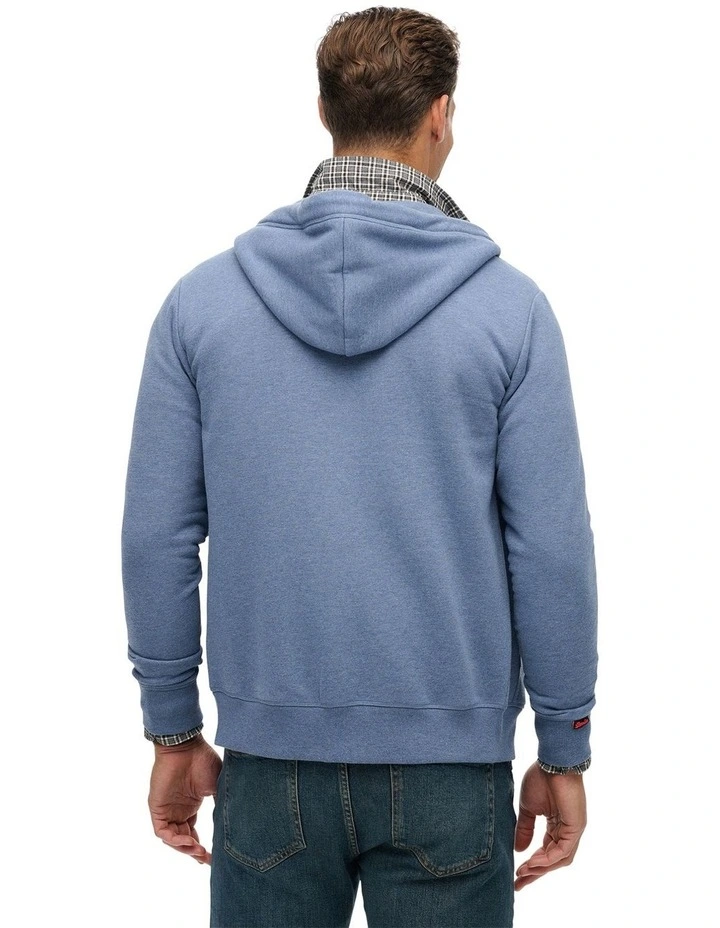 Essential Logo Zip Hoodie in Jeans Blue Marl image 2