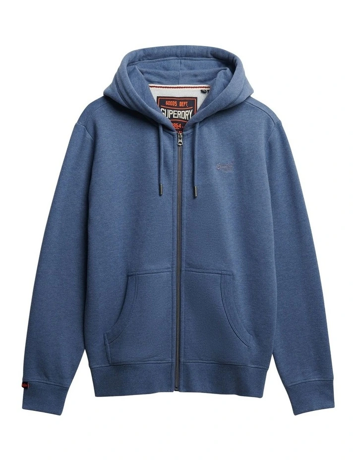 Essential Logo Zip Hoodie in Jeans Blue Marl image 7