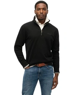 Essential Logo Henley in Black