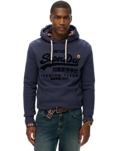 Vintage Logo Tonal Relaxed Hoodie in Lauren Navy