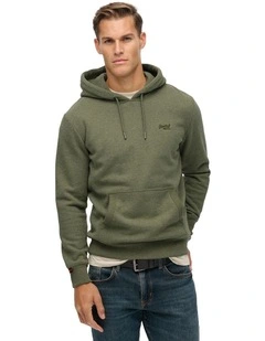 Essential Logo Hoodie in Faded Sage Green Marle