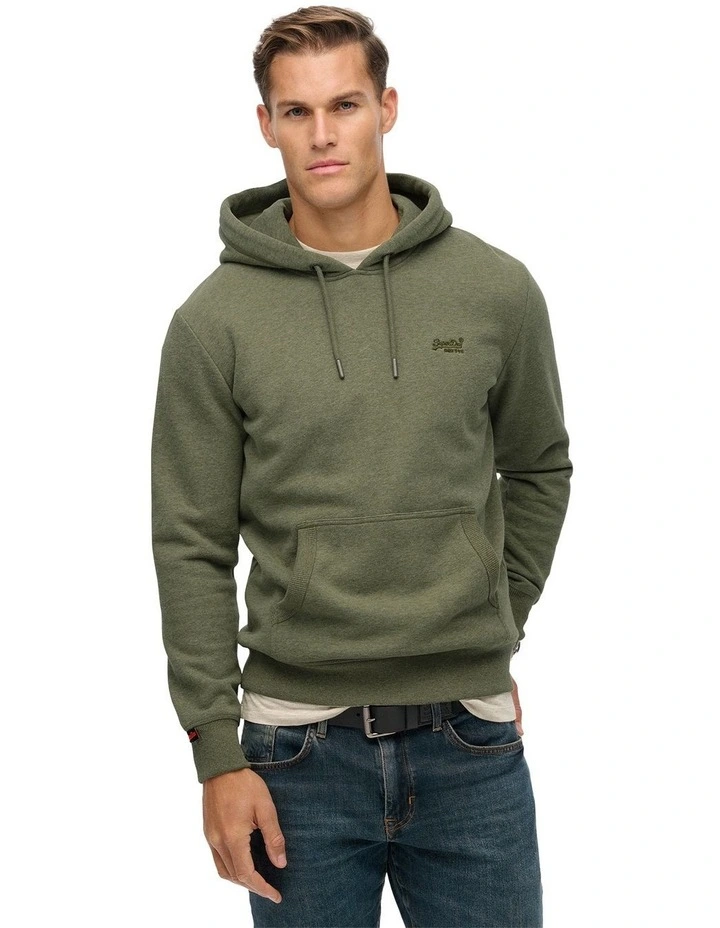 Essential Logo Hoodie in Faded Sage Green Marle image 1
