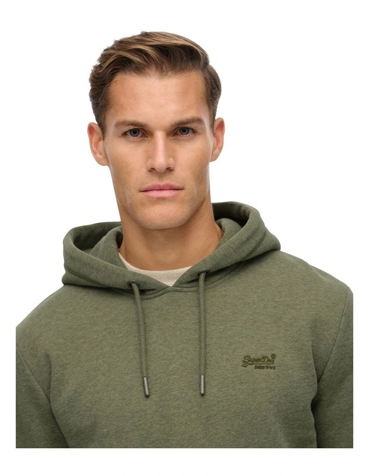 Essential Logo Hoodie in Faded Sage Green Marle image 3