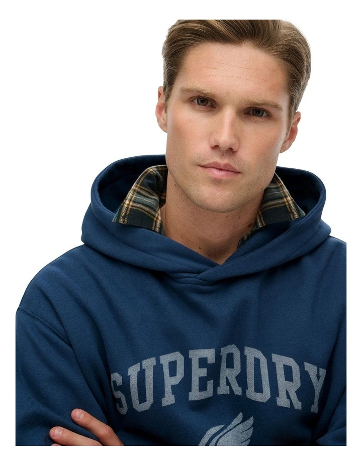 Vintage Athletics Oversized Hoodie in Insignia Blue image 3