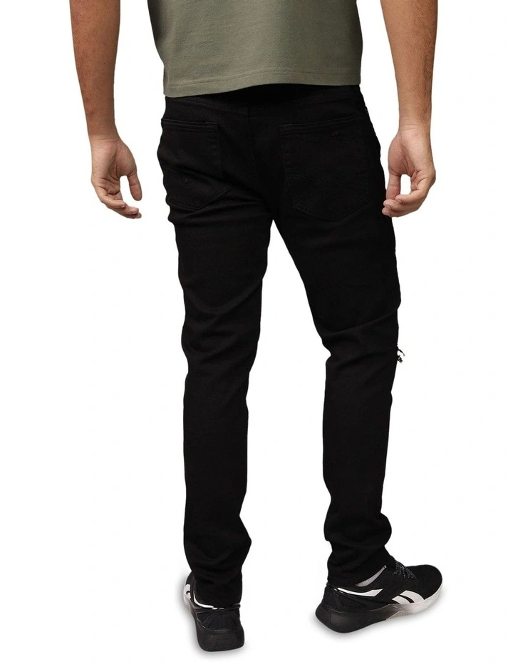 Flex Athletic Skinny Patched Jeans in Always Black image 2