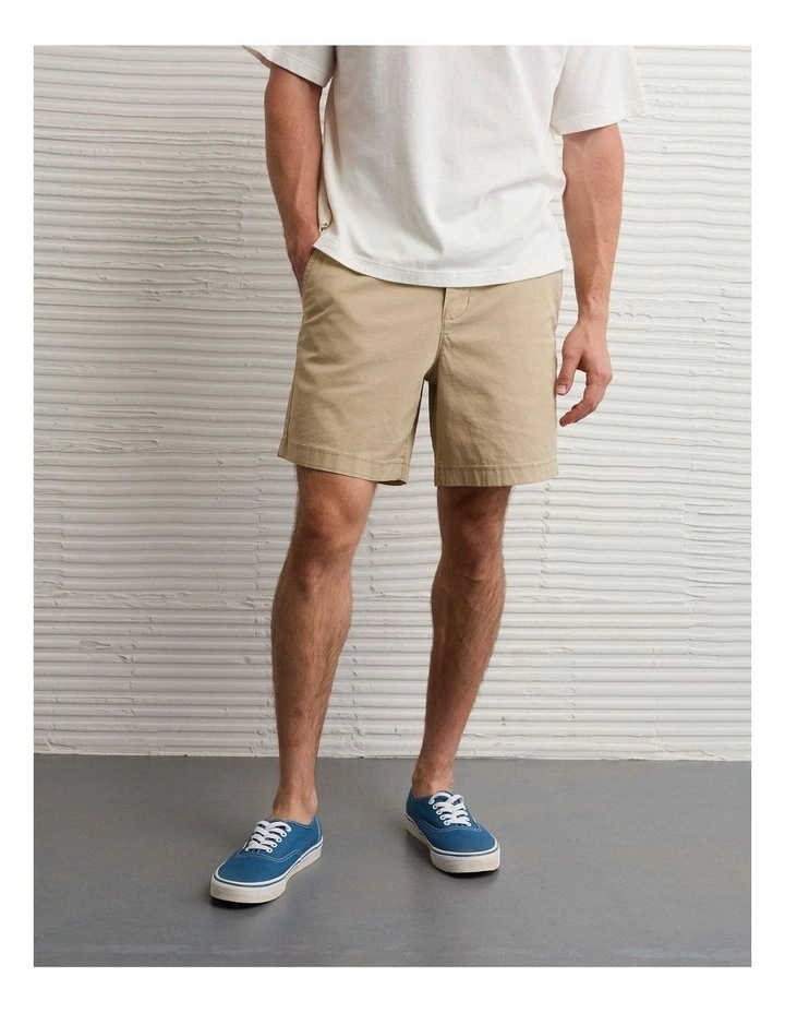 7 Flex Lived-In Khaki Short in Khaki image 1