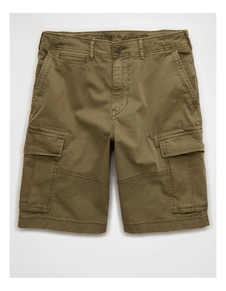 10 Flex Lived-In Cargo Short in Green Olive image 3