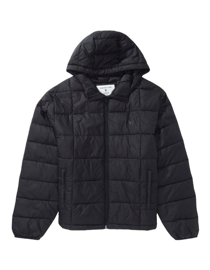 Lightweight Puffer Jacket in Black image 3