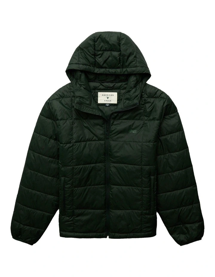 Lightweight Puffer Jacket in Leaf Green image 3