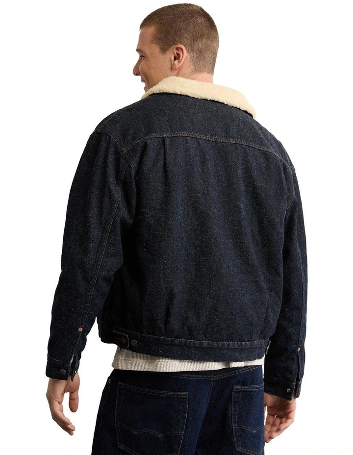 Sherpa Denim Jacket in Dark Wash image 2