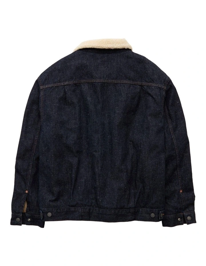 Sherpa Denim Jacket in Dark Wash image 4