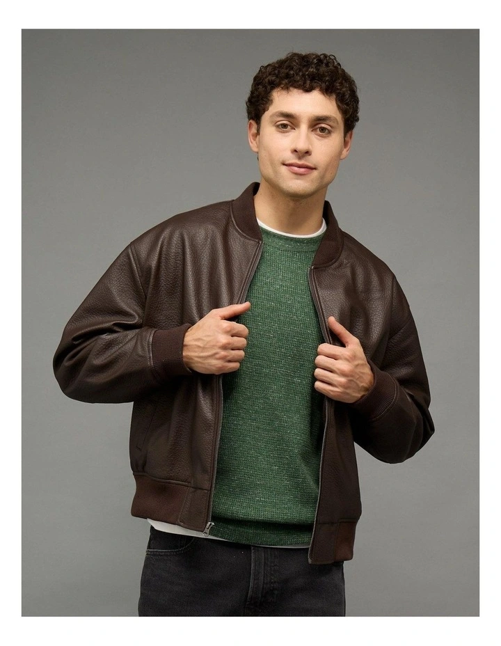 Leather Bomber in Brown image 1