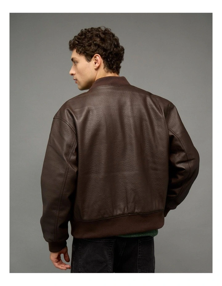 Leather Bomber in Brown image 2