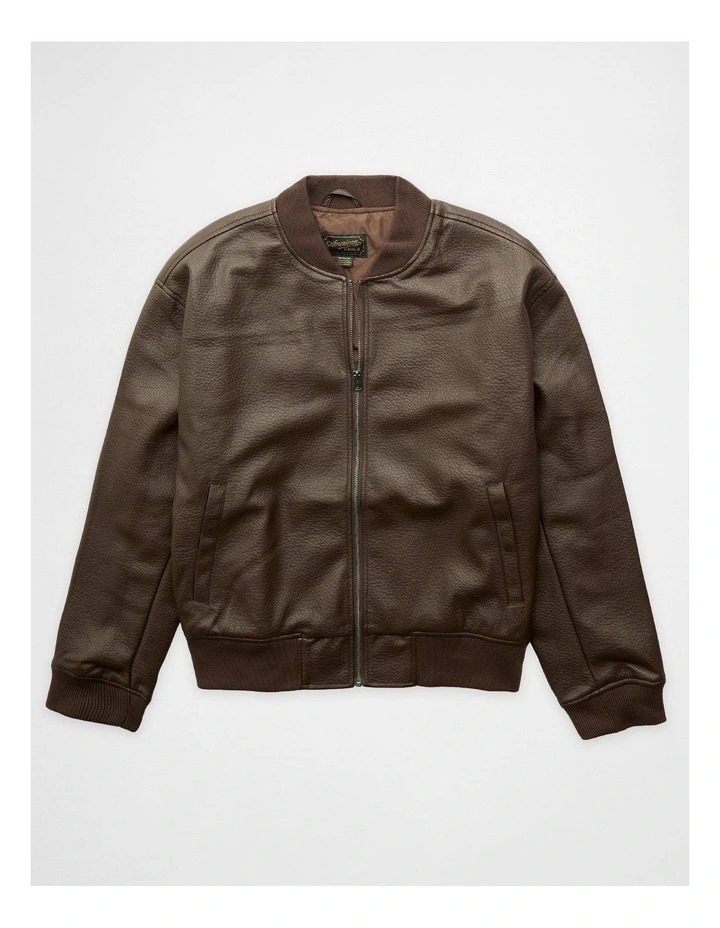 Leather Bomber in Brown image 3