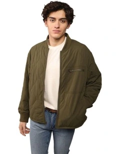 Nylon Bomber Jacket in Olive