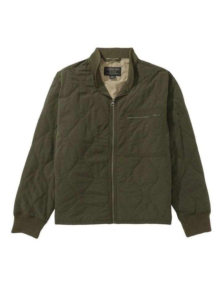 Nylon Bomber Jacket in Olive image 3