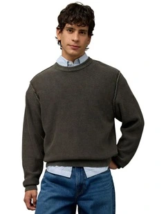 Washed Reverse Sweater in Dark Shadow