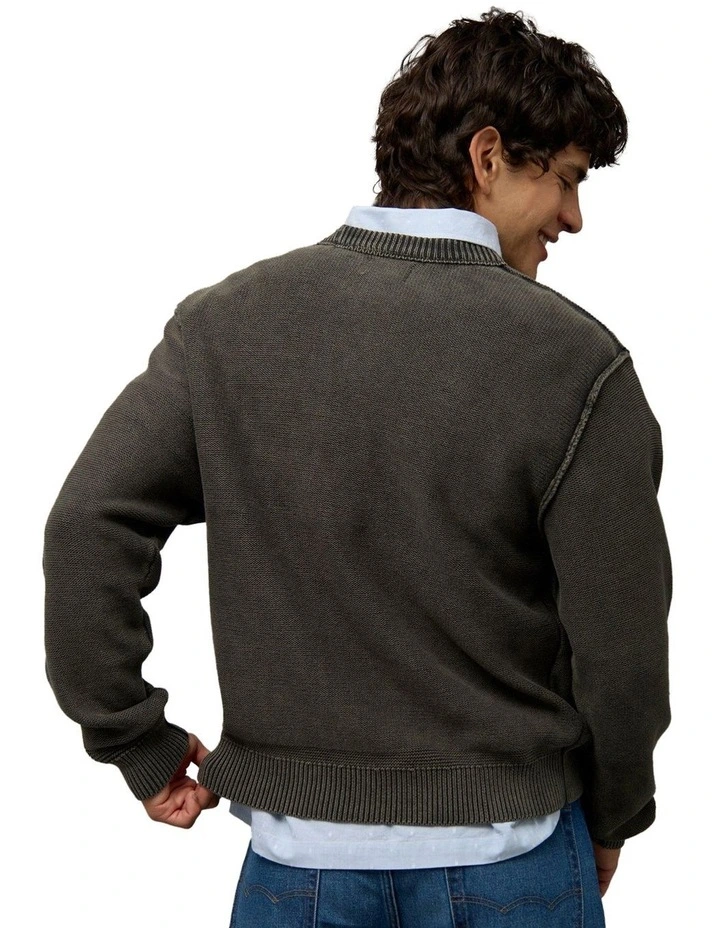 Washed Reverse Sweater in Dark Shadow image 2