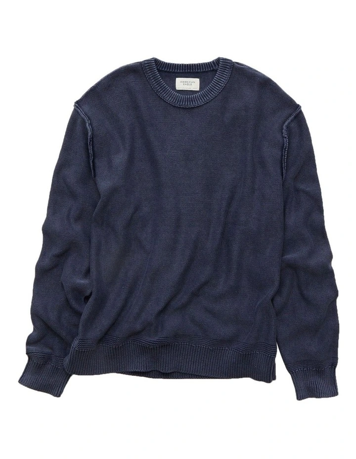 Washed Reverse Sweater in Navy image 3