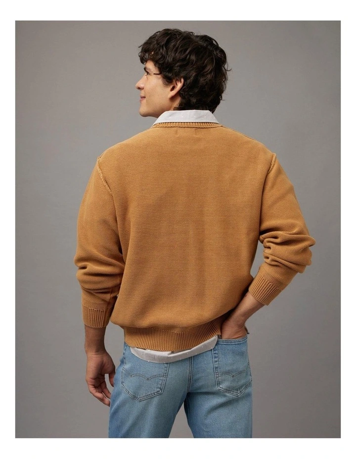 Washed Reverse Sweater in Medium Brown image 2