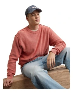 Washed Reverse Sweater in Washed Red