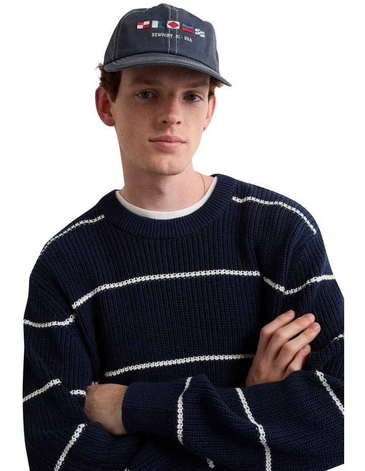 Striped Crewneck Sweater in Navy image 1